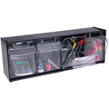 Deflecto Tilt Bin Interlocking Multi-Bin Storage Organizer, Black, DEF20404OP