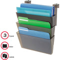 Deflecto Stackable DocuPocket for Partition Walls, Smoke, 3 / Set, DEF73502RT