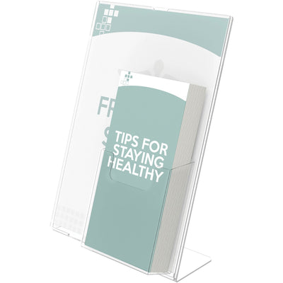 Deflecto 4" Pocket Slanted Plastic Sign Holder, Clear, DEF590501