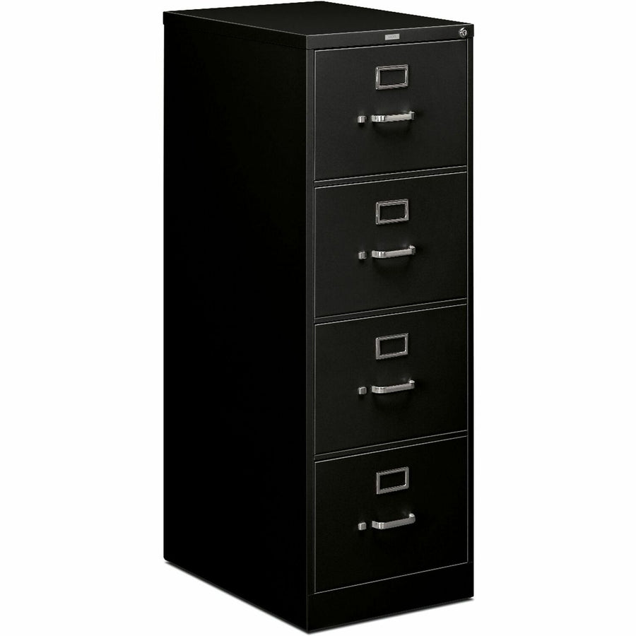 HON 510 Series Vertical File With Lock - 4-Drawer, 18.3" x 52", Black, Steel, Security Lock, HON514CPP