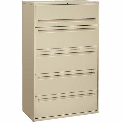 The HON Company HON Brigade 700 Series 5-Drawer Lateral, Putty, HON795LL