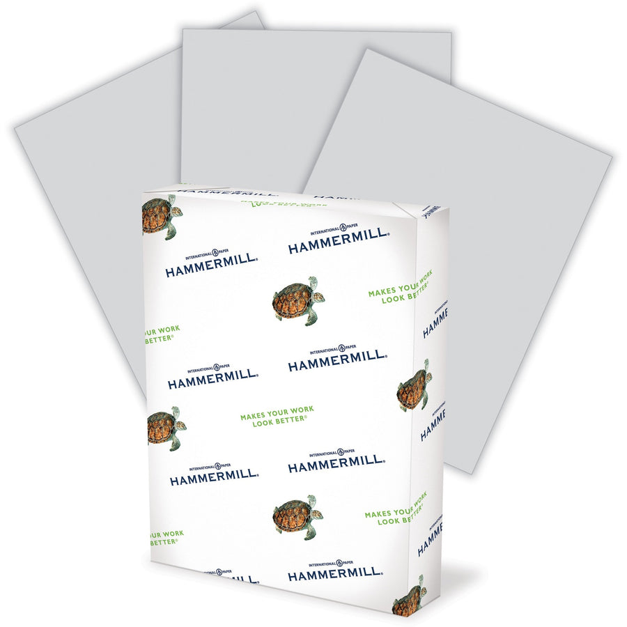 Hammermill Colors Recycled Copy Paper - Gray, Fore, 8.5" x 11", 20 lb, Jam-free, 500 / Pack, HAM102889