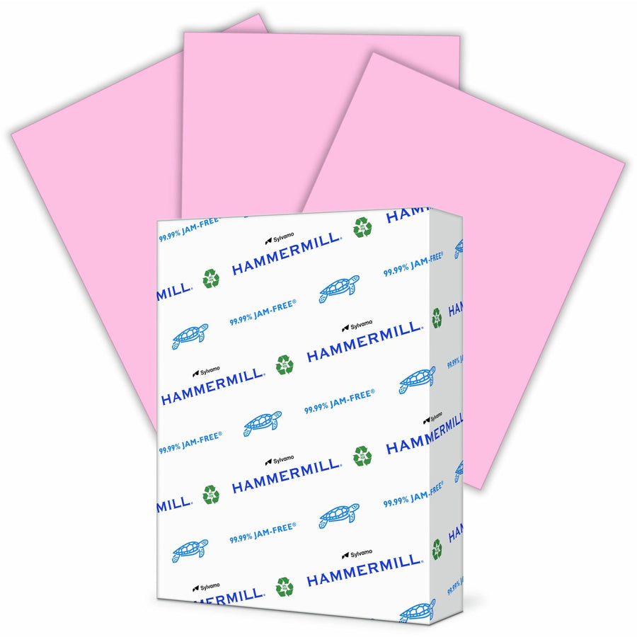 Hammermill Colors Recycled Copy Paper - Pink, Fore, 8.5" x 11", 20 lb, Jam-free, 10 / Pack, HAM10338-2