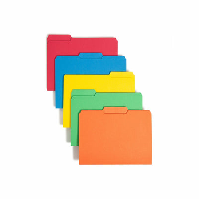 Smead 1/3 Tab Cut Letter Recycled Interior File Folder, Yellow, 8 1/2" Width x 11" Length, 100 / Box, SMD10229