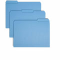 Smead 1/3 Tab Cut Letter Recycled Interior File Folder, Blue, 8 1/2" Width x 11" Length, 100 / Box, SMD10239