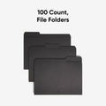 Smead 1/3 Tab Cut Letter Recycled Interior File Folder, Black, 8 1/2" Width x 11" Length, 100 / Box, SMD10243
