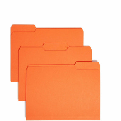 Smead 1/3 Tab Cut Letter Recycled Interior File Folder, Orange, 8 1/2" Width x 11" Length, 100 / Box, SMD10259