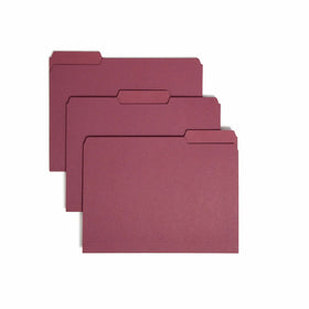 Smead 1/3 Tab Cut Letter Recycled Interior File Folder, Maroon, 8 1/2" Width x 11" Length, 100 / Box, SMD10275