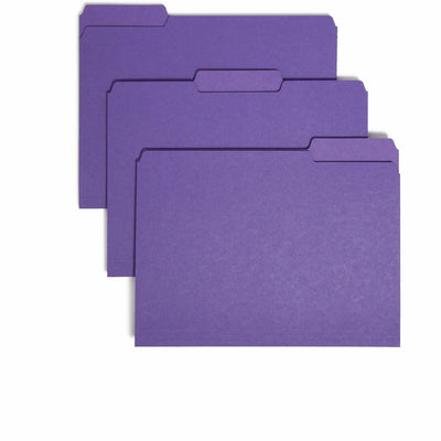 Smead 1/3 Tab Cut Letter Recycled Interior File Folder, Purple, 8 1/2" Width x 11" Length, 100 / Box — view 1