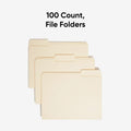 Smead 1/3 Tab Cut Letter Recycled Top Tab File Folder, Manila, 8 1/2" Width x 11" Length, 100 / Box, SMD10330