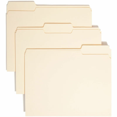 Smead 1/3 Tab Cut Letter Recycled Top Tab File Folder, Manila, 8 1/2" Width x 11" Length, 100 / Box, SMD10330