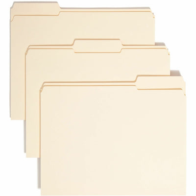 Smead 1/3 Tab Cut Letter Recycled Top Tab File Folder, Manila, 8 1/2" Width x 11" Length, 100 / Box, SMD10334