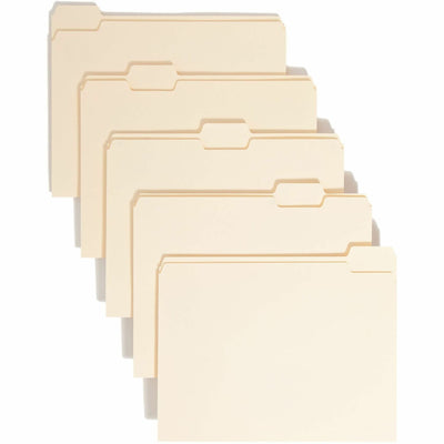 Smead 1/5 Tab Cut Letter Recycled Top Tab File Folder, Manila, 8 1/2" Width x 11" Length, 100 / Box, SMD10350