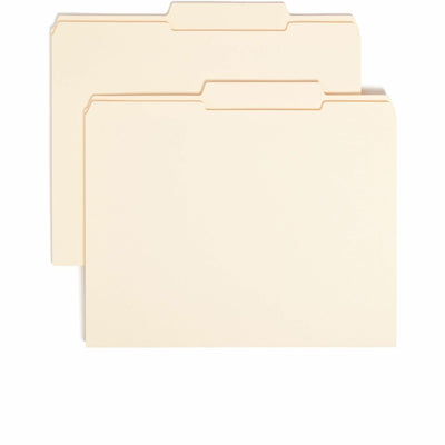 Smead 2/5 Tab Cut Letter Recycled Top Tab File Folder, Manila, 8 1/2" Width x 11" Length, 100 / Box, SMD10376