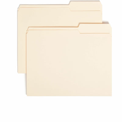Smead 2/5 Tab Cut Letter Recycled Top Tab File Folder, Manila, 8 1/2" Width x 11" Length, 100 / Box, SMD10385
