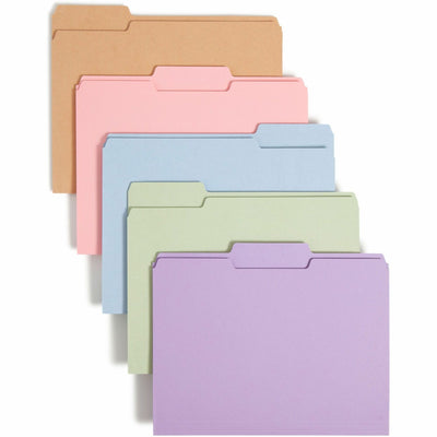 Smead Colored 1/3 Tab Cut Letter Recycled Top Tab File Folder, Pink, 8 1/2" Width x 11" Length, 100 / Box — view 1