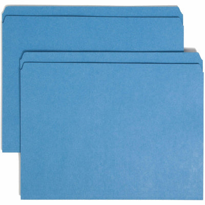 Smead Straight Tab Cut Letter Recycled Top Tab File Folder, Blue, 8 1/2" Width x 11" Length, 100 / Box, SMD12010