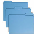Smead Colored 1/3 Tab Cut Letter Recycled Top Tab File Folder, Blue, 8 1/2" Width x 11" Length, 100 / Box, SMD12034