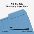 Smead Colored 1/3 Tab Cut Letter Recycled Fastener Folder, Blue, 8 1/2" Width x 11" Length, 50 / Box, SMD12040