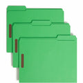 Smead Colored 1/3 Tab Cut Letter Recycled Fastener Folder, Green, 8 1/2" Width x 11" Length, 50 / Box, SMD12140