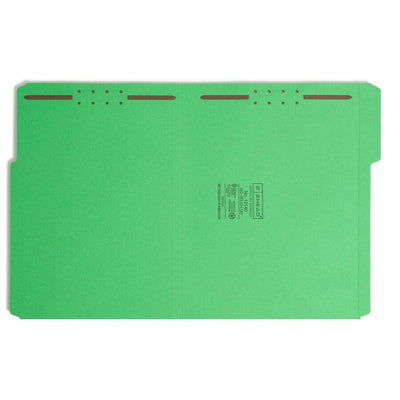 Smead Colored 1/3 Tab Cut Letter Recycled Fastener Folder, Green, 8 1/2" Width x 11" Length, 50 / Box, SMD12140