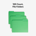 Smead Colored 1/3 Tab Cut Letter Recycled Top Tab File Folder, Green, 8 1/2" Width x 11" Length, 100 / Box, SMD12143