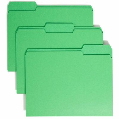Smead Colored 1/3 Tab Cut Letter Recycled Top Tab File Folder, Green, 8 1/2" Width x 11" Length, 100 / Box, SMD12143