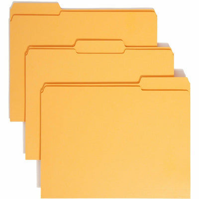 Smead Colored 1/3 Tab Cut Letter Recycled Top Tab File Folder, Goldenrod, 8 1/2" Width x 11" Length, 100 / Box, SMD12234
