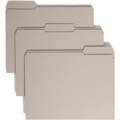 Smead Colored 1/3 Tab Cut Letter Recycled Top Tab File Folder, Gray, 8 1/2" Width x 11" Length, 100 / Box, SMD12334
