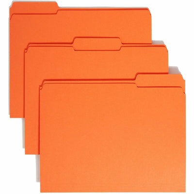 Smead Colored 1/3 Tab Cut Letter Recycled Top Tab File Folder, Orange, 8 1/2" Width x 11" Length, 100 / Box, SMD12534