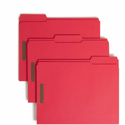 Smead Colored 1/3 Tab Cut Letter Recycled Fastener Folder, 8 1/2" Width x 11" Length, 50 / Box, SMD12740