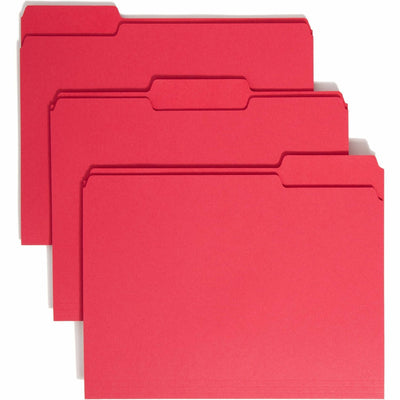 Smead 1/3 Tab Cut Letter Recycled Top Tab File Folder, Red, 8 1/2" Width x 11" Length, 100 / Box, SMD12743