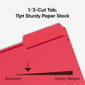 Smead 1/3 Tab Cut Letter Recycled Top Tab File Folder, Red, 8 1/2" Width x 11" Length, 100 / Box, SMD12743