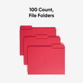 Smead 1/3 Tab Cut Letter Recycled Top Tab File Folder, Red, 8 1/2" Width x 11" Length, 100 / Box, SMD12743