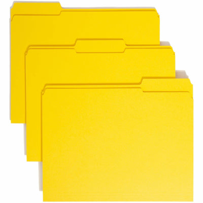 Smead Colored 1/3 Tab Cut Letter Recycled Top Tab File Folder, Yellow, 8 1/2" Width x 11" Length, 100 / Box, SMD12934