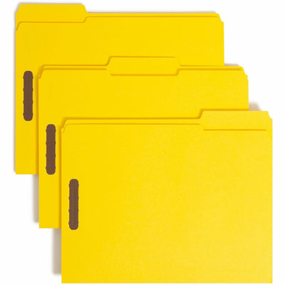 Smead Colored 1/3 Tab Cut Letter Recycled Fastener Folder, Yellow, 8 1/2" Width x 11" Length, 50 / Box, SMD12940