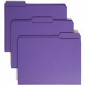 Smead Colored 1/3 Tab Cut Letter Recycled Top Tab File Folder, Purple, 8 1/2" Width x 11" Length, 100 / Box, SMD13034
