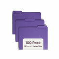 Smead Colored 1/3 Tab Cut Letter Recycled Top Tab File Folder, Purple, 8 1/2" Width x 11" Length, 100 / Box, SMD13043