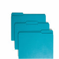 Smead Colored 1/3 Tab Cut Letter Recycled Top Tab File Folder, Teal, 8 1/2" Width x 11" Length, 100 / Box, SMD13134
