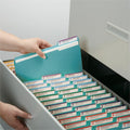 Smead Colored 1/3 Tab Cut Letter Recycled Top Tab File Folder, Teal, 8 1/2" Width x 11" Length, 100 / Box, SMD13143