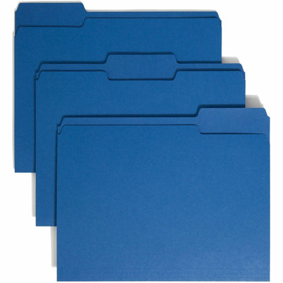Smead Colored 1/3 Tab Cut Letter Recycled Top Tab File Folder, Navy Blue, 8 1/2" Width x 11" Length, 100 / Box, SMD13193
