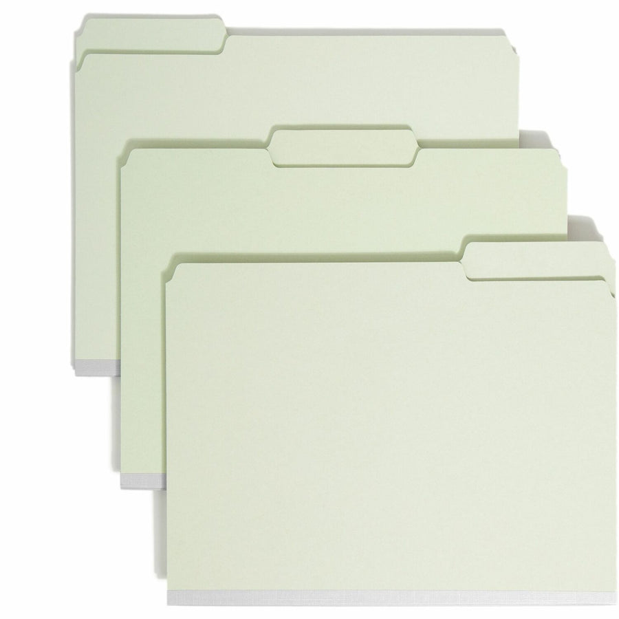 Smead File Folders, 8.5" Width x 11" Length, Gray/Green, Pressboard, 1/3, Assorted, 1/2", Tear Resistant, 25 / Box, SMD13234
