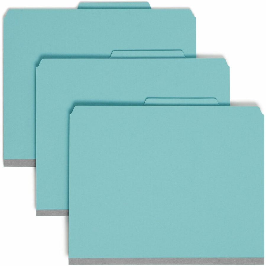 Smead Pressboard Classification File Folder with SafeSHIELD Fasteners, 8.5" Width x 11" Length, Blue, 2/5, Right of Center, SMD13730