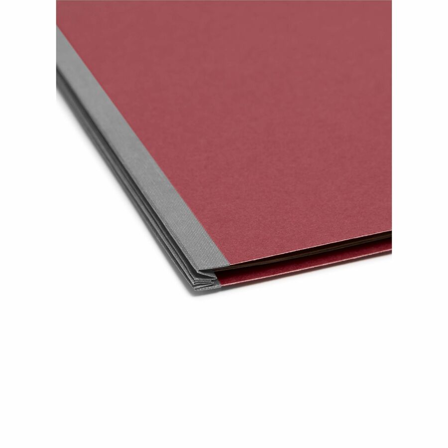 Smead Pressboard Classification File Folder with SafeSHIELD Fasteners, 8.5" Width x 11" Length, Bright Red, 2/5, Right of Center, SMD13731