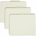 Smead SafeSHIELD 2/5 Tab Cut Letter Recycled Classification Folder, Gray/Green, 8 1/2" Width x 11" Length, 10 / Box, SMD13776
