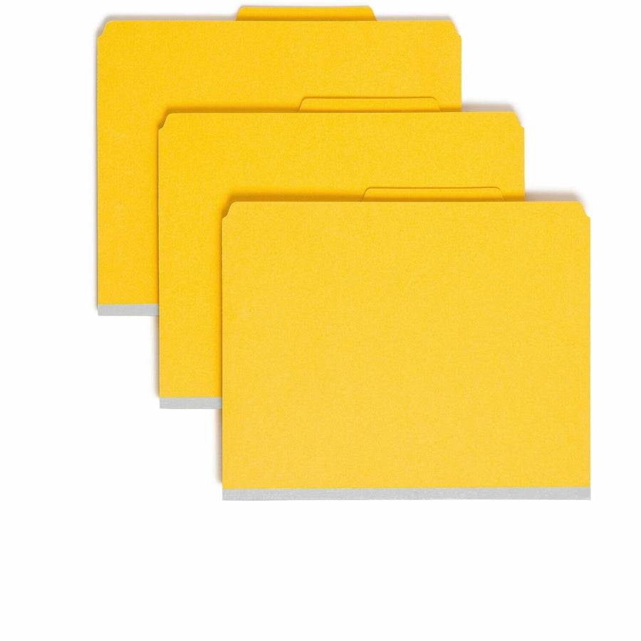 Smead Pressboard Classification File Folder with SafeSHIELD Fasteners, 8.5" Width x 11" Length, Yellow, 2/5, Right of Center, SMD14034