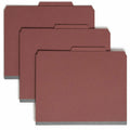 Smead SafeSHIELD 2/5 Tab Cut Letter Recycled Classification Folder, Red, 8 1/2" Width x 11" Length, 10 / Box, SMD14075