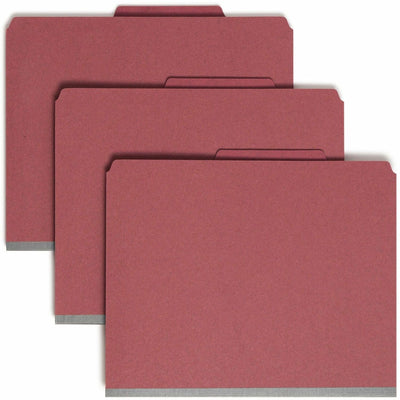 Smead SafeSHIELD 2/5 Tab Cut Letter Recycled Classification Folder, Red, 8 1/2" Width x 11" Length, 10 / Box, SMD14079