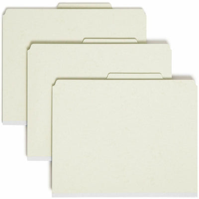 Smead SafeSHIELD 2/5 Tab Cut Letter Recycled Classification Folder, Green, 8 1/2" Width x 11" Length, 10 / Box, SMD14091