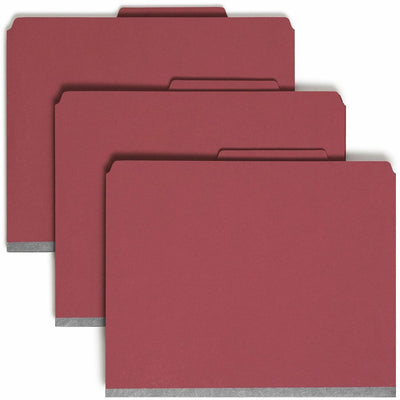Smead SafeSHIELD 2/5 Tab Cut Letter Recycled Classification Folder, Bright Red, 8 1/2" Width x 11" Length, 10 / Box, SMD14095